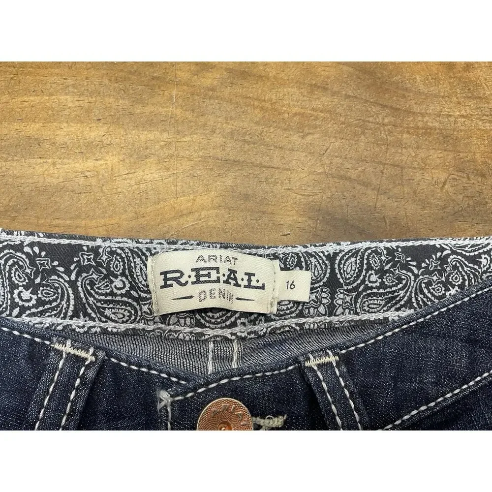Ariat Real Girls Mid Rise Trouser Jeans 16 Embroidered Western Cowgirl NWT